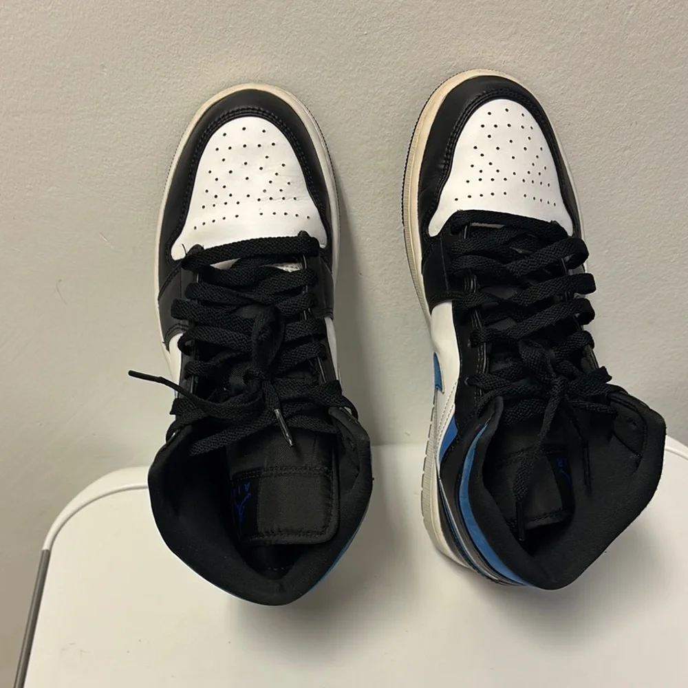 Nike Men’s Air Jordan 1 Mid Racer Blue/white/black 9.5 High-Top Sneakers - Picture 8 of 14